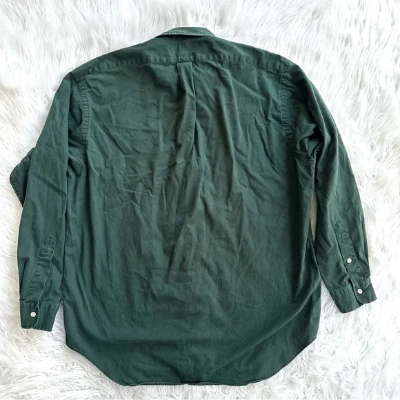 Vintage Ralph Lauren Shirt Adult Extra Large L Green Red Pony Chino Mens 90s - Picture 9 of 9